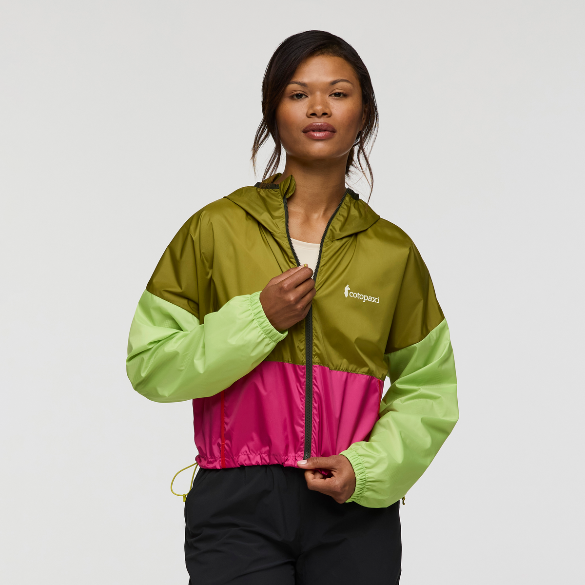 1200x1200png-S25WTecaWindbreakerCropJacketGreenJuice_04.png Teca Crop Jacket - Women's - Image 1