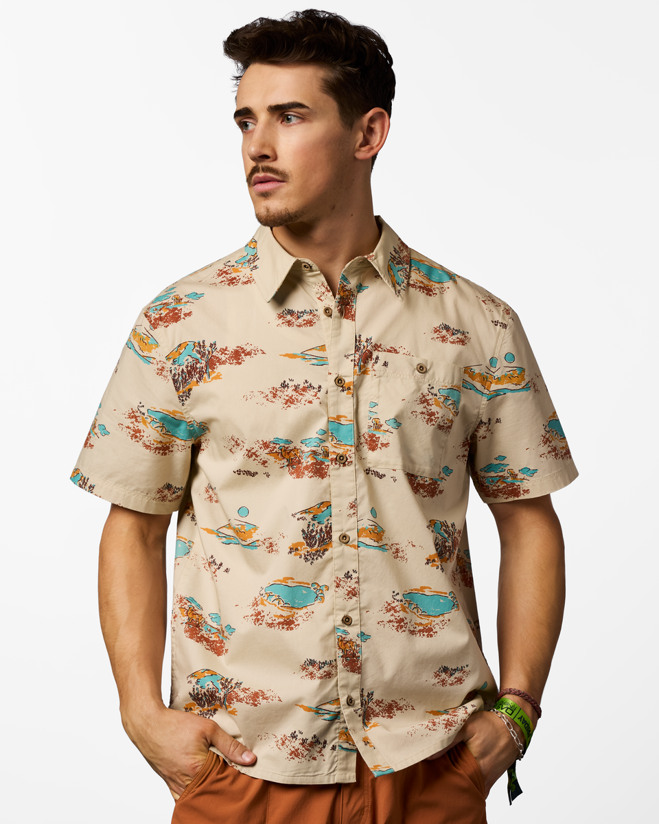 s26-m-estival-button-up-shirt-print-mt-cotopaxi-cream-01.png Estival Button Up Shirt - Print - Men's - Image 1